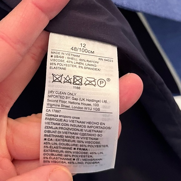 BANANA REPUBLIC Linen Blend Blazer, Denim Blue, Size 12 - Picture 8 of 13